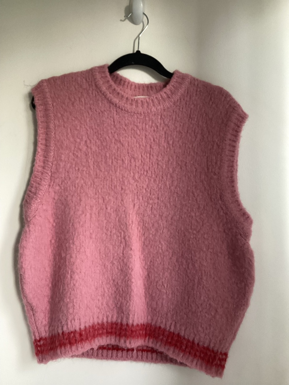 Egg Trading Fuzzy Alpaca Wool Blend Boucle Sweater Vest Large Pink Korea
